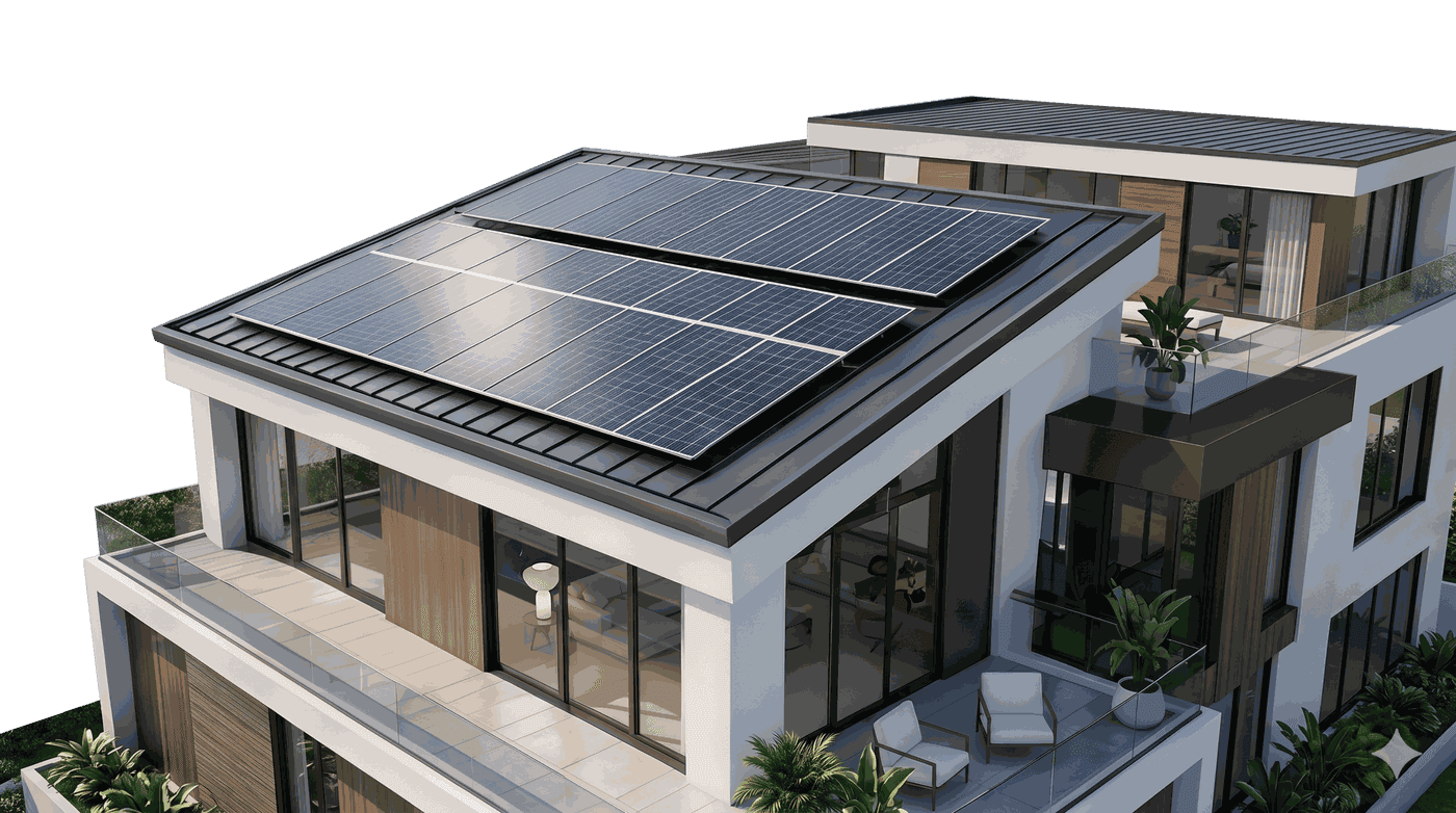 Modern Kenyan home with rooftop solar panels